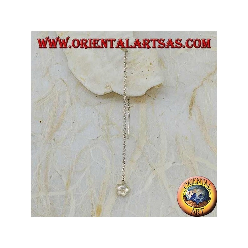 Orecchini in argento a catenina stella bombata con strass celeste da 9 cm