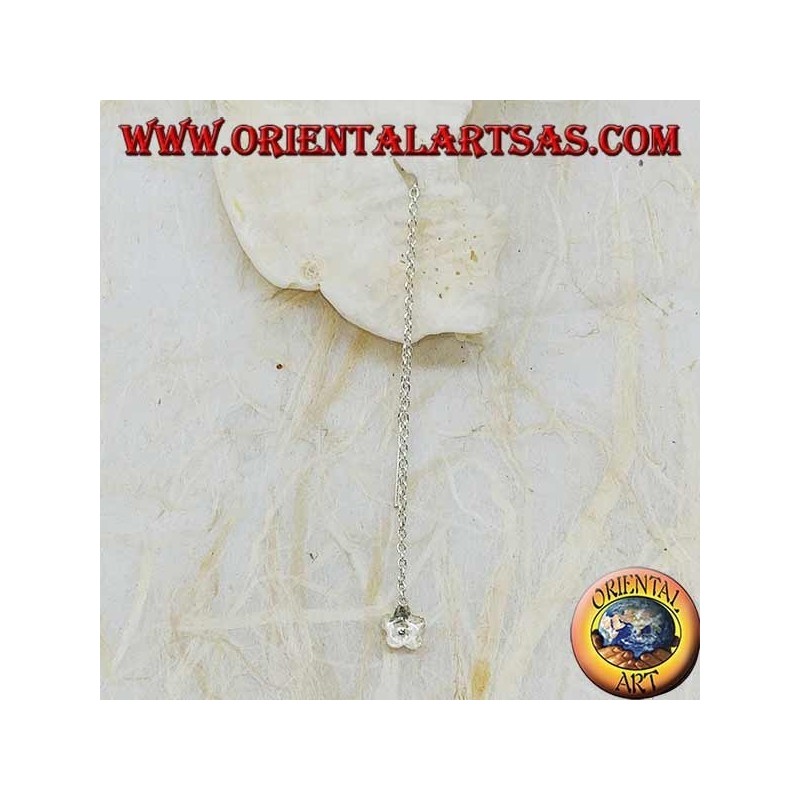 Orecchino in argento a catenina stella bombata con strass rosa da 9 cm