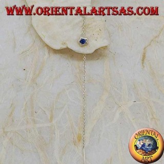 Orecchini in argento a catenina stella bombata con strass blu da 9 cm