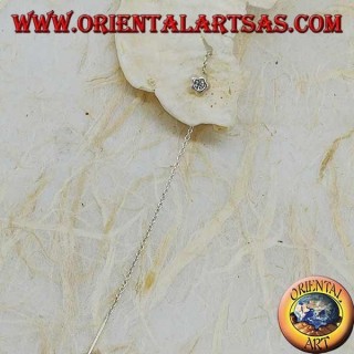 Orecchini in argento a catenina stella bombata con strass bianco da 9 cm