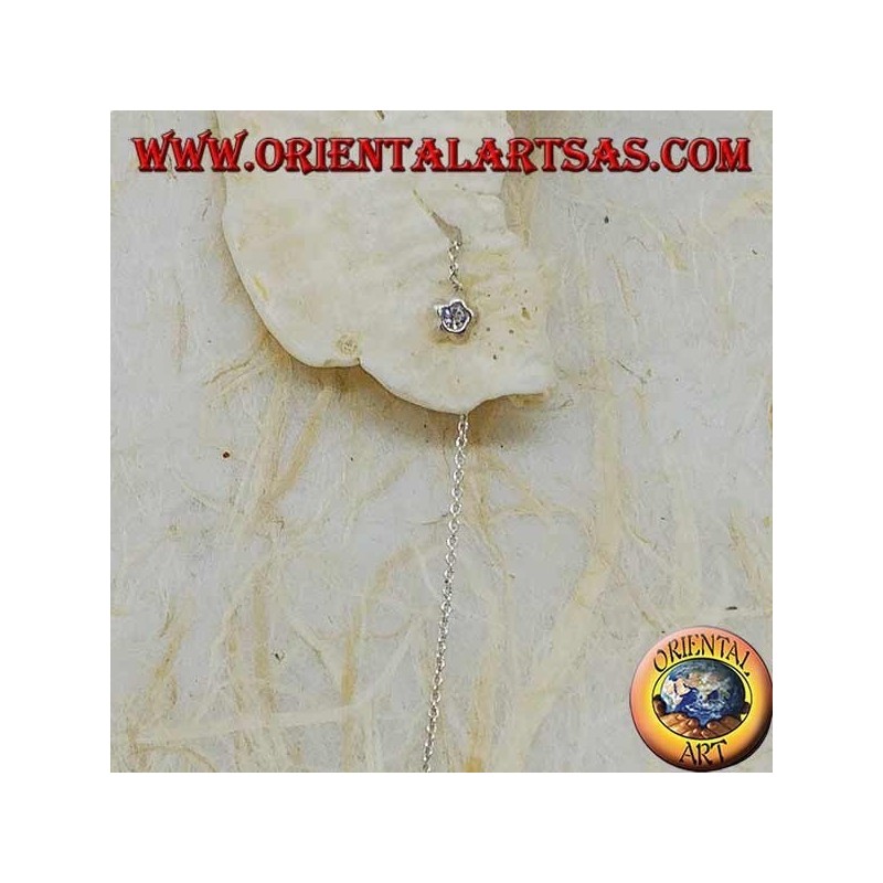 Orecchini in argento a catenina stella bombata con strass bianco da 9 cm