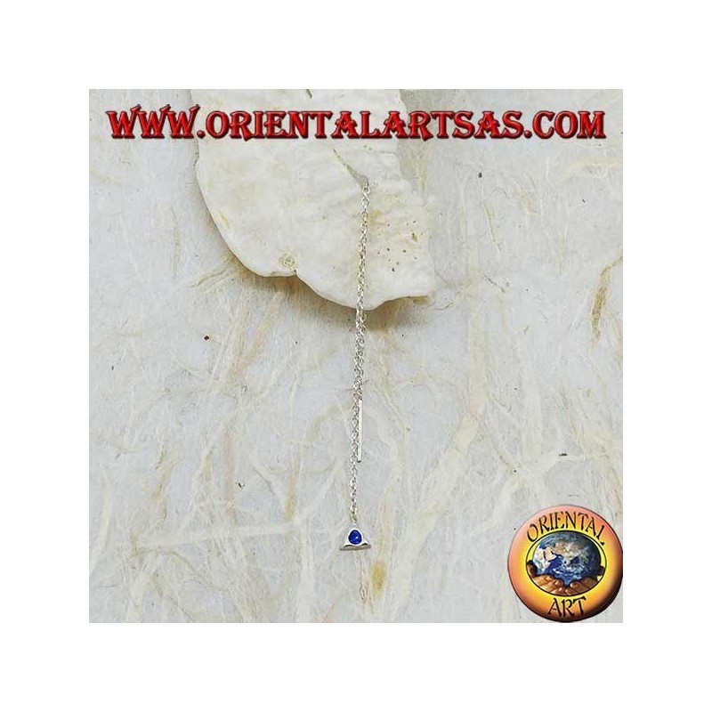 Pendientes de plata con cadena triangular y pedrería azul de 9 cm