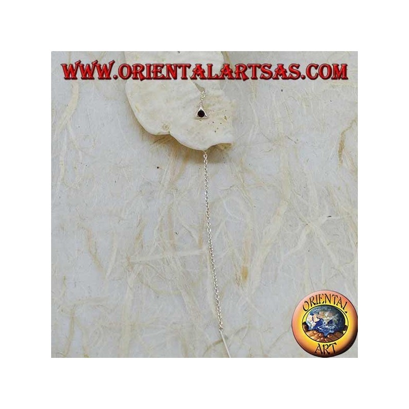 Silberne Dreieckskettenohrringe mit schwarzem Strass 9 cm