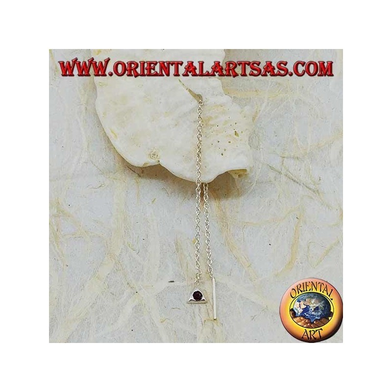 Orecchini in argento a catenina triangolo con strass nero da 9 cm