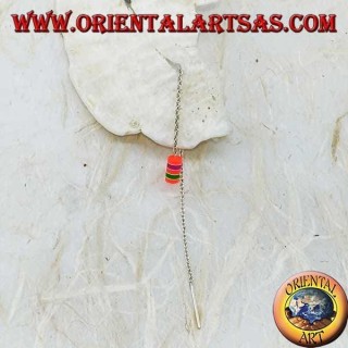 Silver chain earrings with 8 cm multicolor cylinder