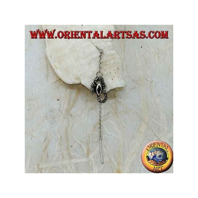 Boucles d'oreilles chaîne en argent avec scorpion en onyx de 7 cm