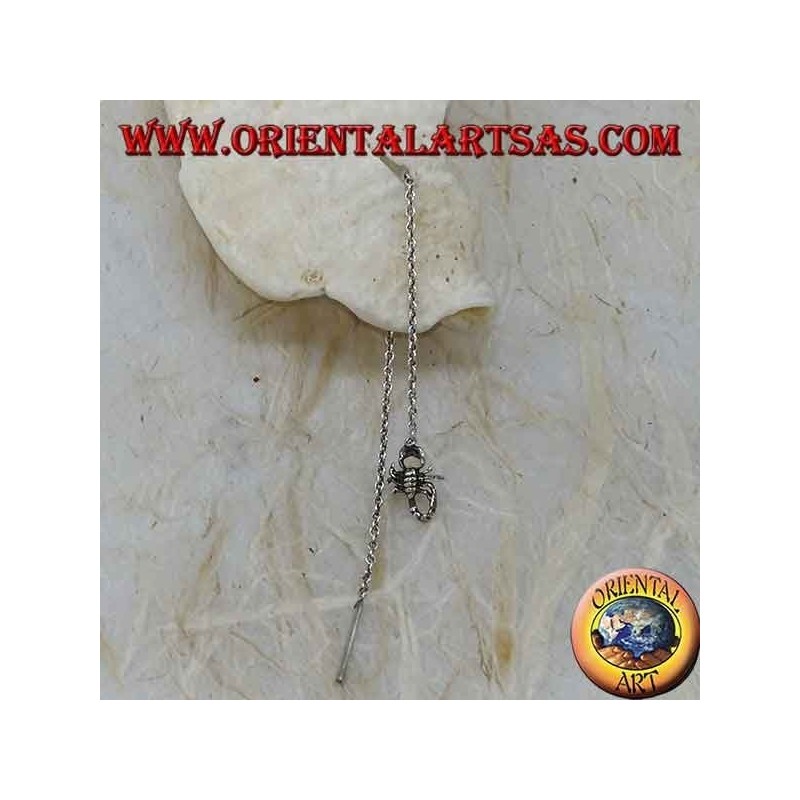 Boucles d'oreilles chaîne en argent avec scorpion 9 cm