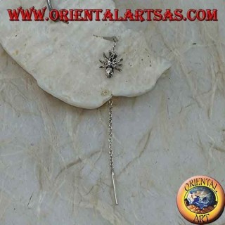 Silver chain earrings with 10 cm spider
