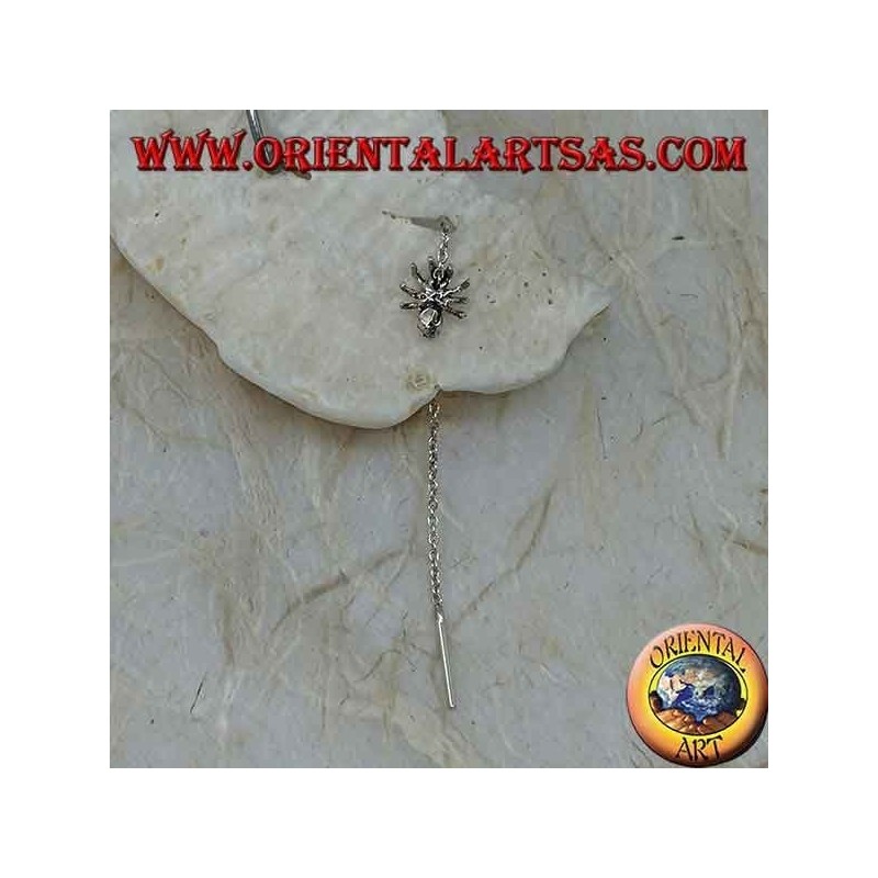 Orecchini in argento a catenina con ragno da 10 cm