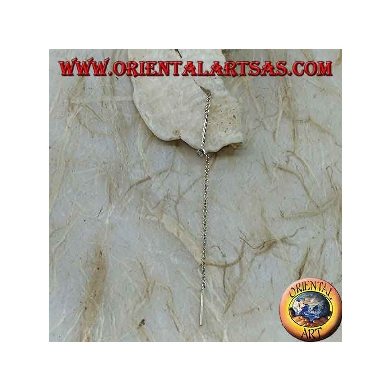 Orecchini in argento a catenina treccia con zircone finale da 9 cm