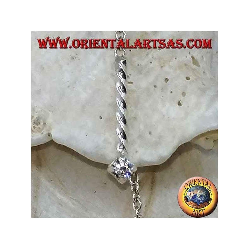 Geflochtene Kette Silberohrringe mit 9 cm Endzirkon