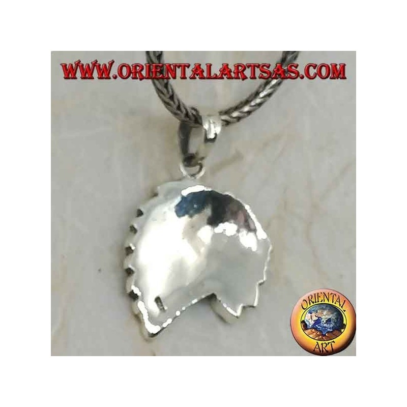Pendentif en argent, profil d'un Indien natif avec coiffe en nacre