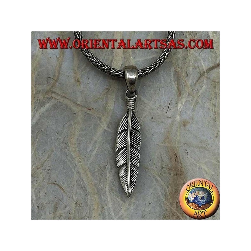 Colgante de plumas de plata recto, símbolo de purificación (medio)