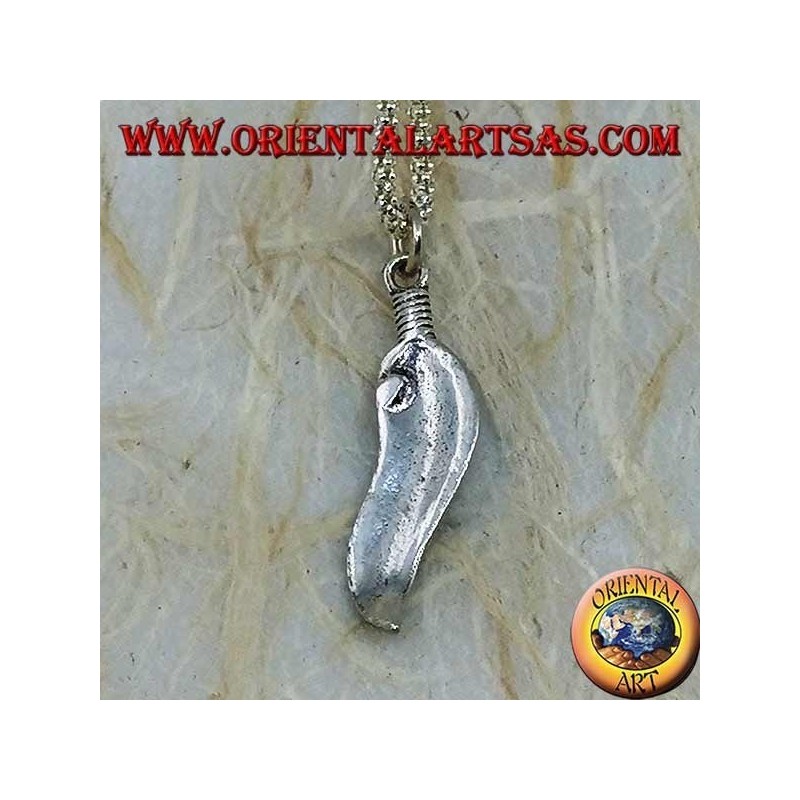 Wavy feather silver pendant with turquoise stone (symbol of purification)