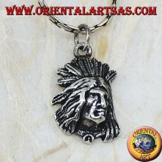 Silver pendant face of a native Indian in relief
