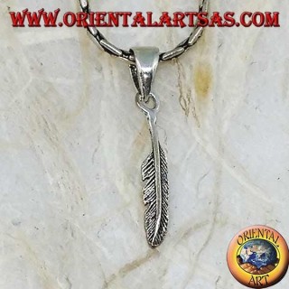 Simple feather-shaped silver pendant (symbol of purification)