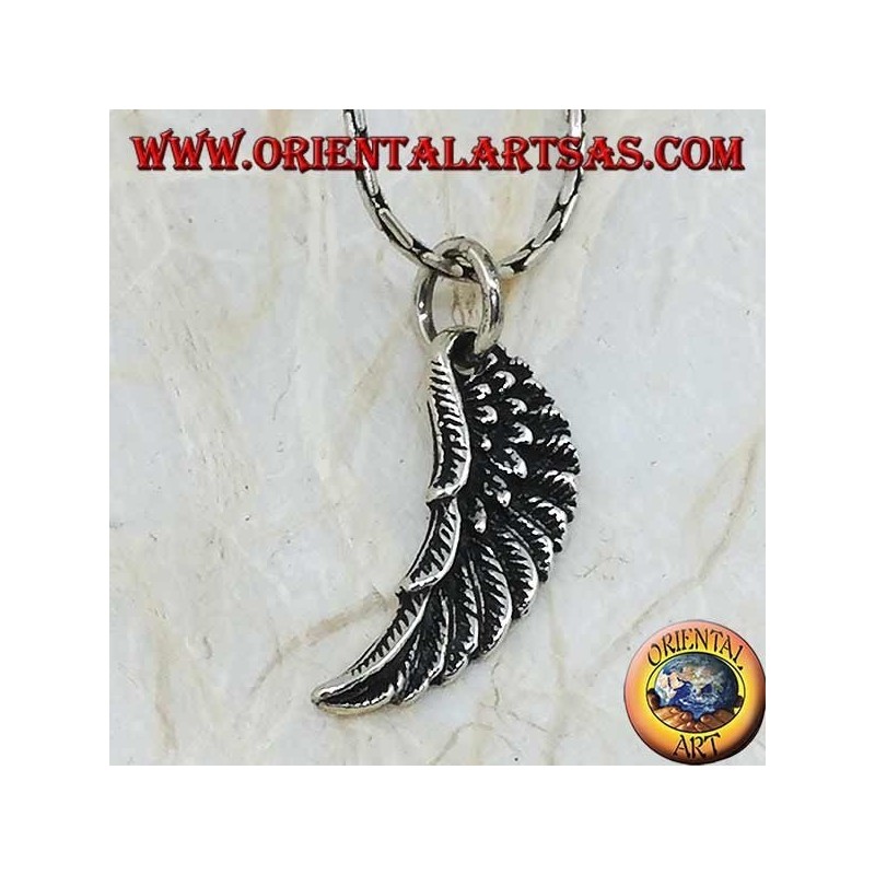 Pendentif en argent en forme d'aile d'ange en relief