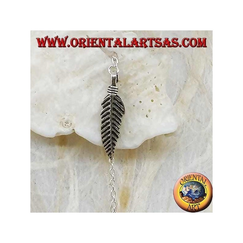 Silver chain earrings with 8 cm native Indian feather