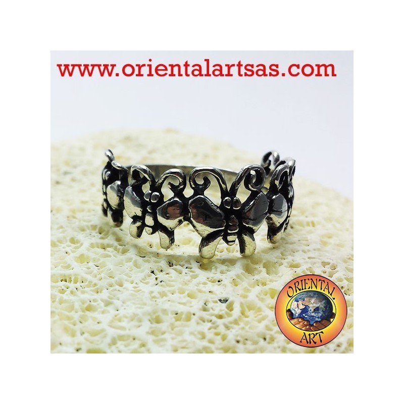 Anillo con las mariposas, plata
