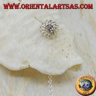 Boucles d'oreilles marguerite en argent avec strass blancs 8 cm