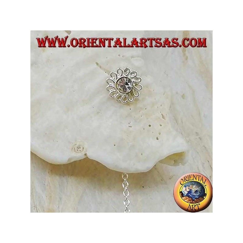 Daisy Chain Silberohrringe mit 8 cm weißen Strasssteinen