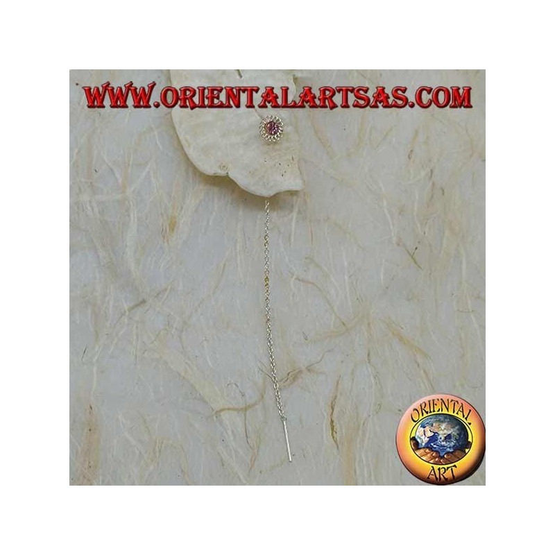 Boucles d'oreilles marguerite en argent avec strass roses 8 cm