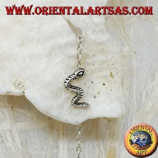 Boucles d'oreilles chaîne en argent avec serpent 6 cm