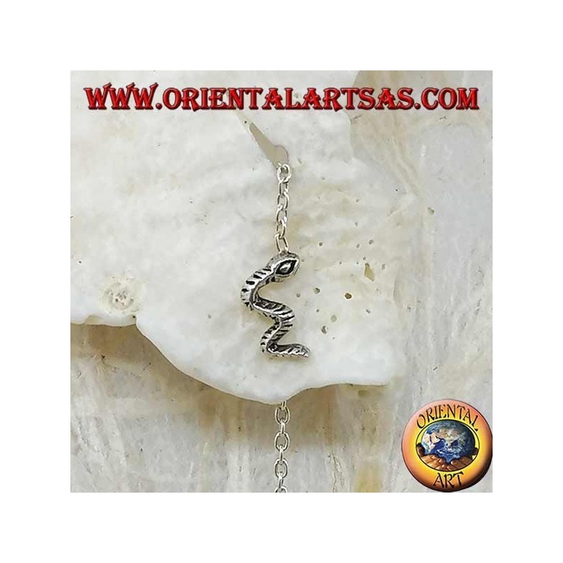 Boucles d'oreilles chaîne en argent avec serpent 6 cm