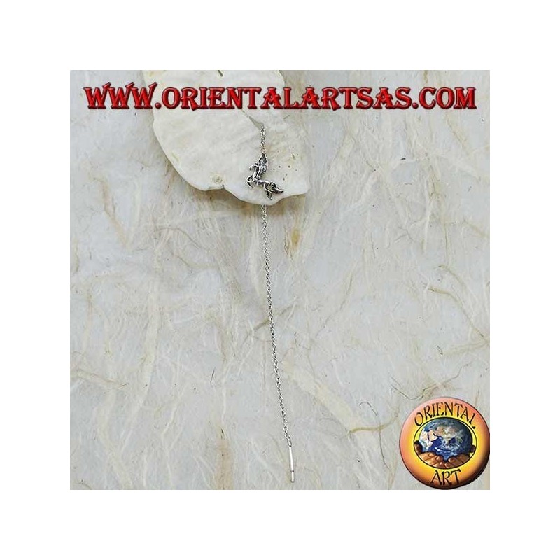 Orecchini in argento a catenina con cavallo alato da 10 cm