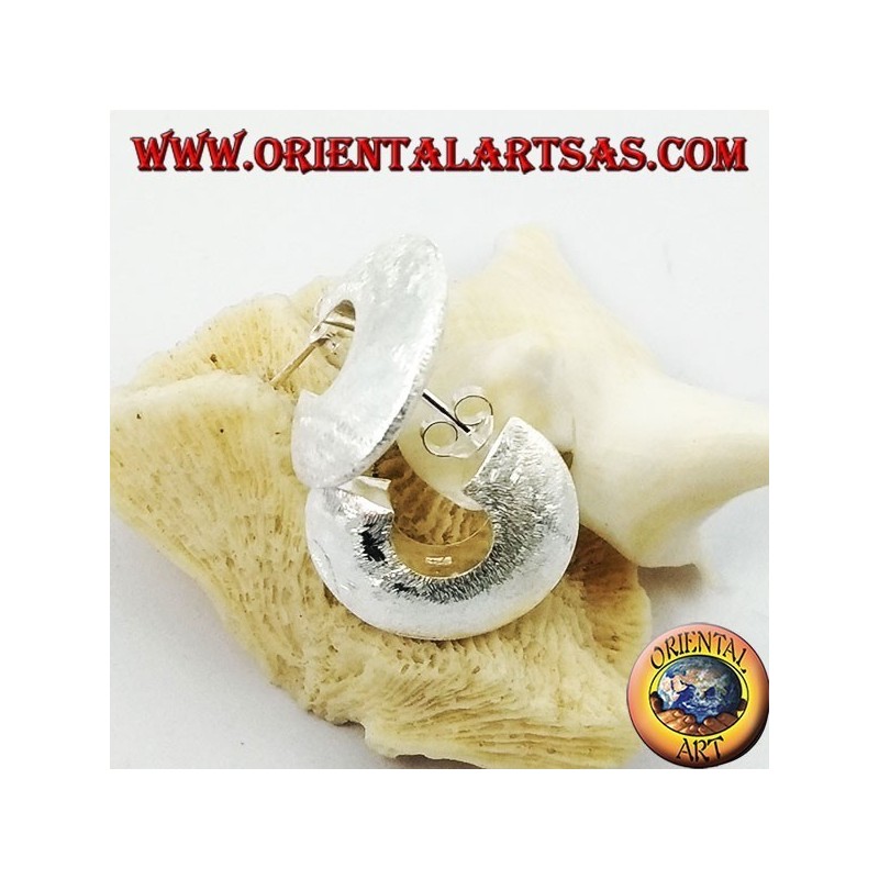 Wide hoop silver earrings with butterfly closure