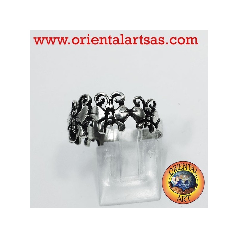 Anillo con las mariposas, plata