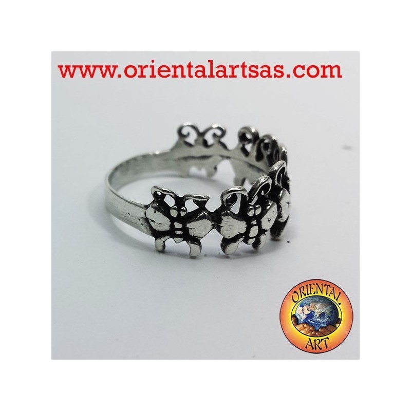 Anillo con las mariposas, plata