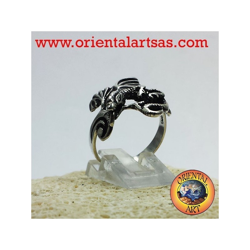 Anello Drago con ali (Basilisco ) in argento