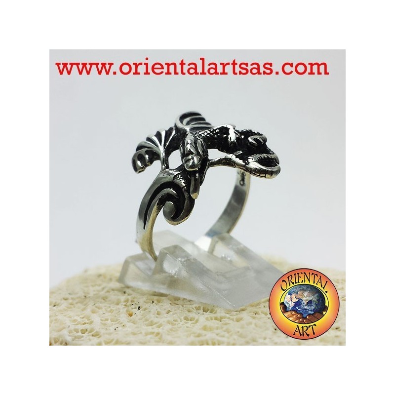 Anneau de dragon avec des ailes (Basilic) Argent