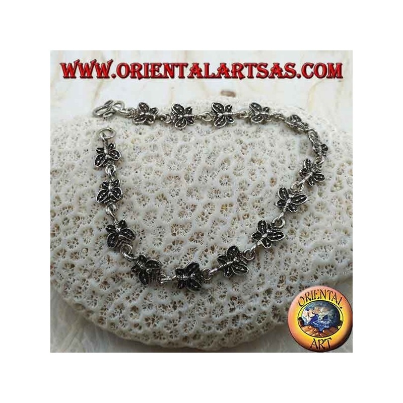 Bracelet en argent doux avec 15 papillons