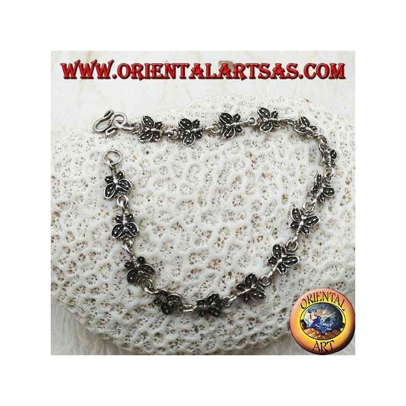 Bracciale in argento morbido con 15 farfalle