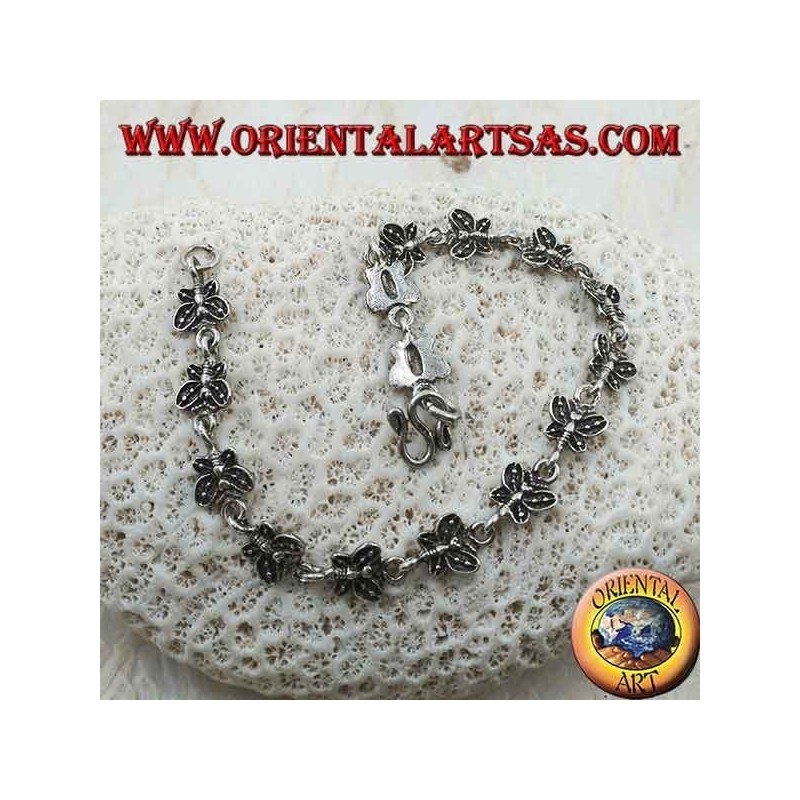 Bracciale in argento morbido con 15 farfalle