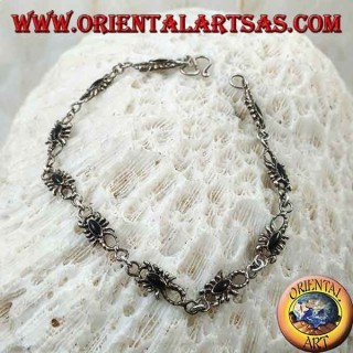 Pulsera de plata suave con 10 escorpiones con ónice