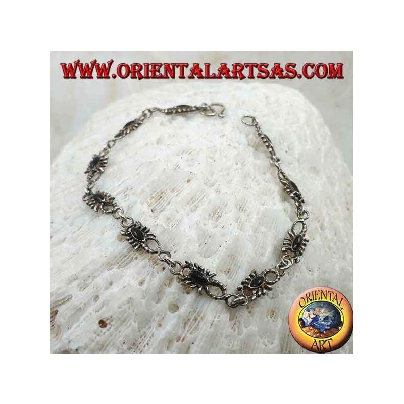 Bracelet en argent doux avec 10 scorpions avec onyx