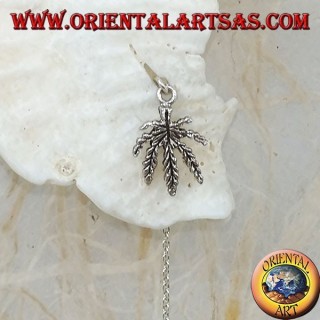 Silver chain earrings with 16 cm marijuana leaf