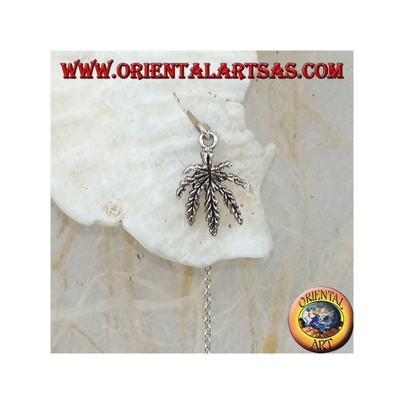 Silberkettenohrringe mit 16 cm Marihuana Blatt