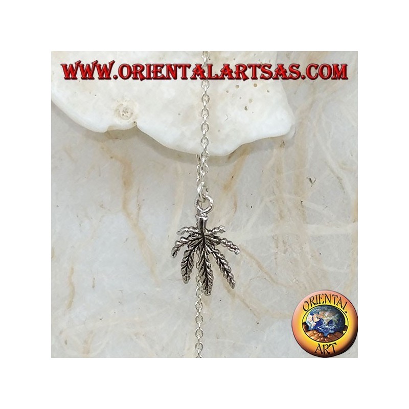 Silver chain earrings with 16 cm marijuana leaf