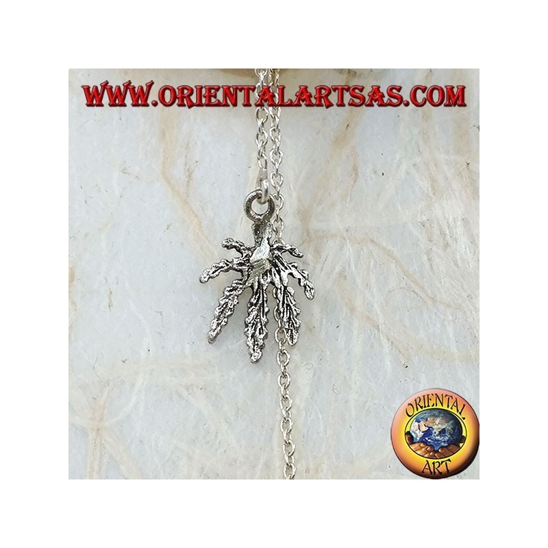 Silver chain earrings with 16 cm marijuana leaf