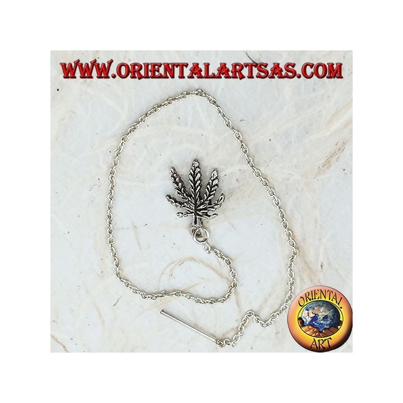 Silberkettenohrringe mit 16 cm Marihuana Blatt