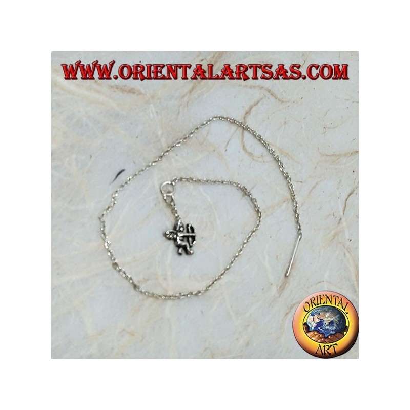 Silver chain earrings with 16 cm cupid