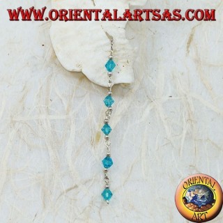 Boucles d'oreilles chaîne en argent avec cristaux bleu clair de 11 cm