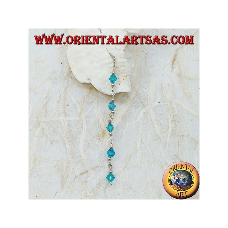 Boucles d'oreilles chaîne en argent avec cristaux bleu clair de 11 cm