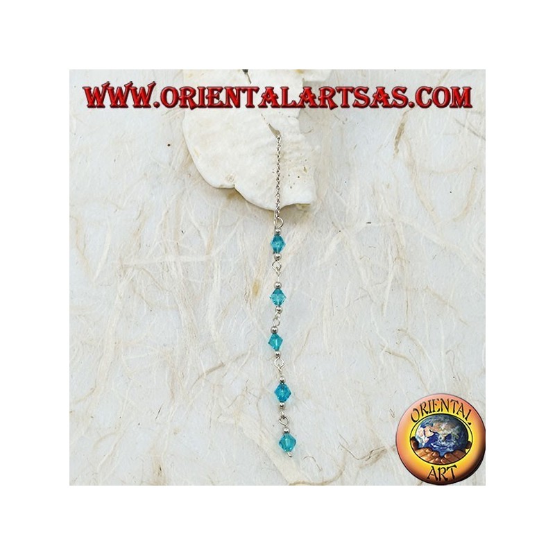 Silver chain earrings with 11 cm light blue crystals
