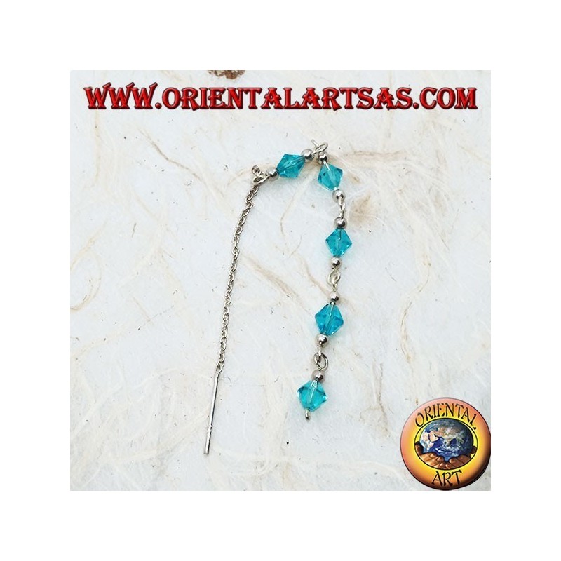 Silver chain earrings with 11 cm light blue crystals