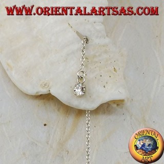 Orecchini in argento a catenina con zircone bianco incastonato da 15 cm